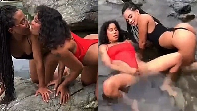 Los amigos de Tokischa y Agabian hacen trucos en el río.